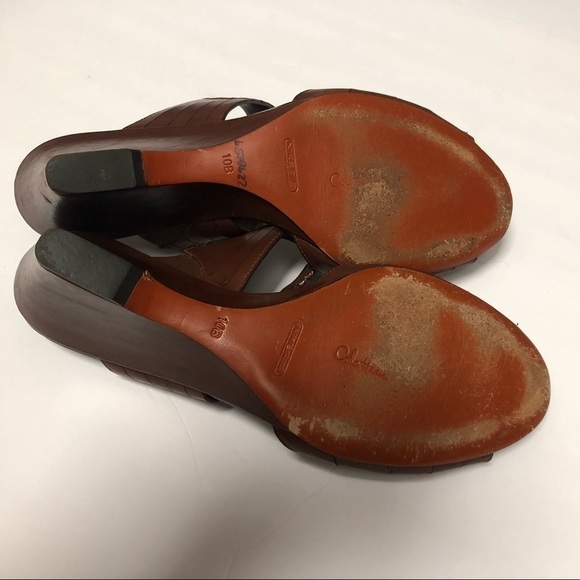 Cole Haan Nike Air Huarache Oxblood Brown Leather Wedge Sandals 10B - Picture 6 of 8